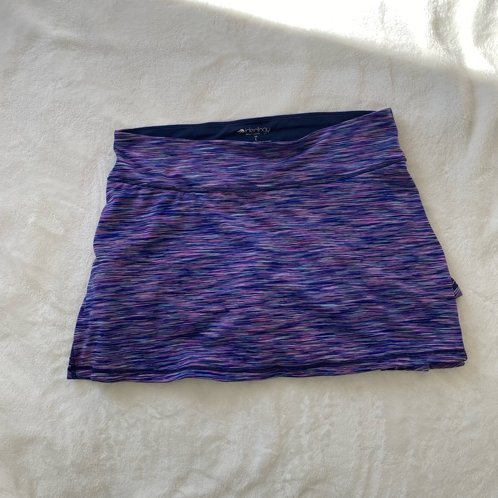 Ideology Purple Space-Dye Pull On Active Skort Ruffle Large Golf Tennis Summer